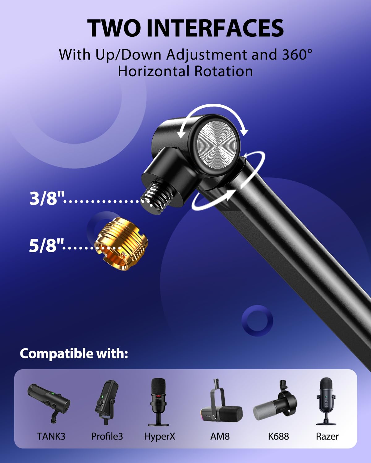 UBeesize Microphone Boom Arm, Aluminum Alloy Mic Arm Stand