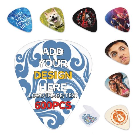 YZPPDHFC 600PCS Single 0.46-0.71-0.96mm Personalized Guitar Picks for Music Schools, Customized Guitar Picks Bulk with Logo, Guitars Accessories Gifts for Wedding Favors, Parties, Giveaways