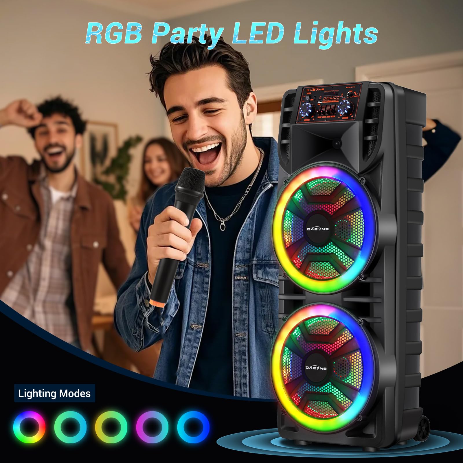 ROXAAN Wireless Party Bluetooth Speaker with Dual 12 Inches Woofers