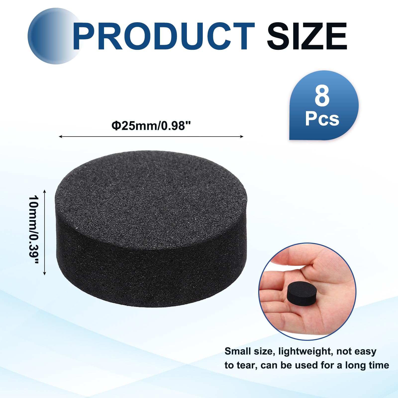 MECCANIXITY 8 Pcs Single Sided Speaker Isolation Feet Pads, 25mmx10mm Non Slip Foam Shock Absorption Base Pad Amplifier Stand Feet Mat for Speaker HiFi Home Theater Sound System, Black