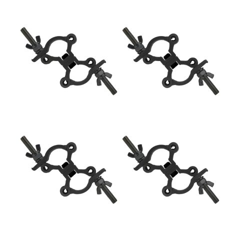 jindaaudio Lighting Truss Swivel Coupler Clamps for Lights, Quick Release Dual Head Truss O Clamp, 35mm-45mm(1.38in-1.77in) Dual Swivel Tube Clamp, Wrap Around Pipe Clamp Mounting Bracket(Black-4Pack)