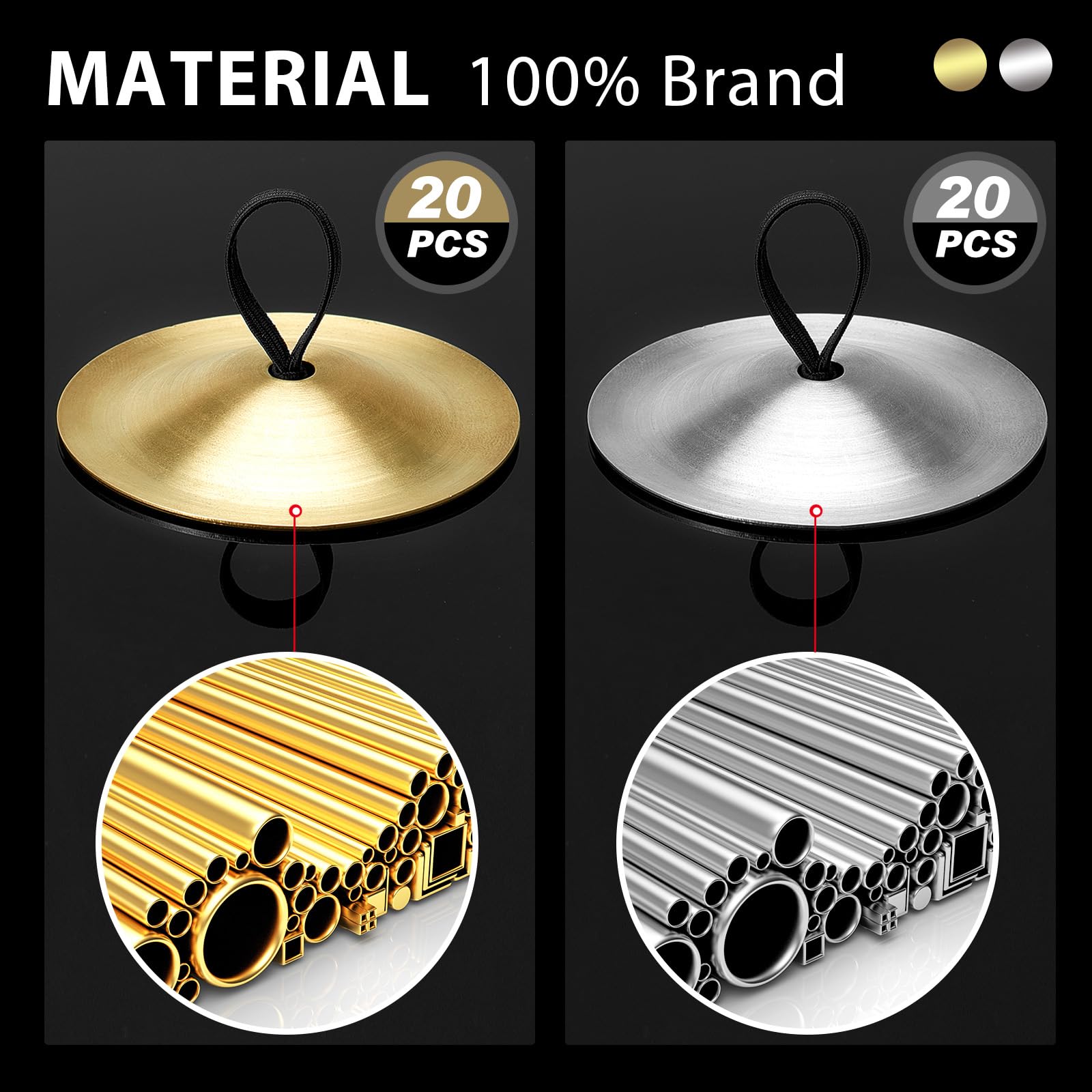 Fiada 40 Pcs Finger Cymbals Belly Dancing Musical Instrument Percussion Zills Instruments for Adults Dancer Party Show Festival Performance(Gold, Silver)