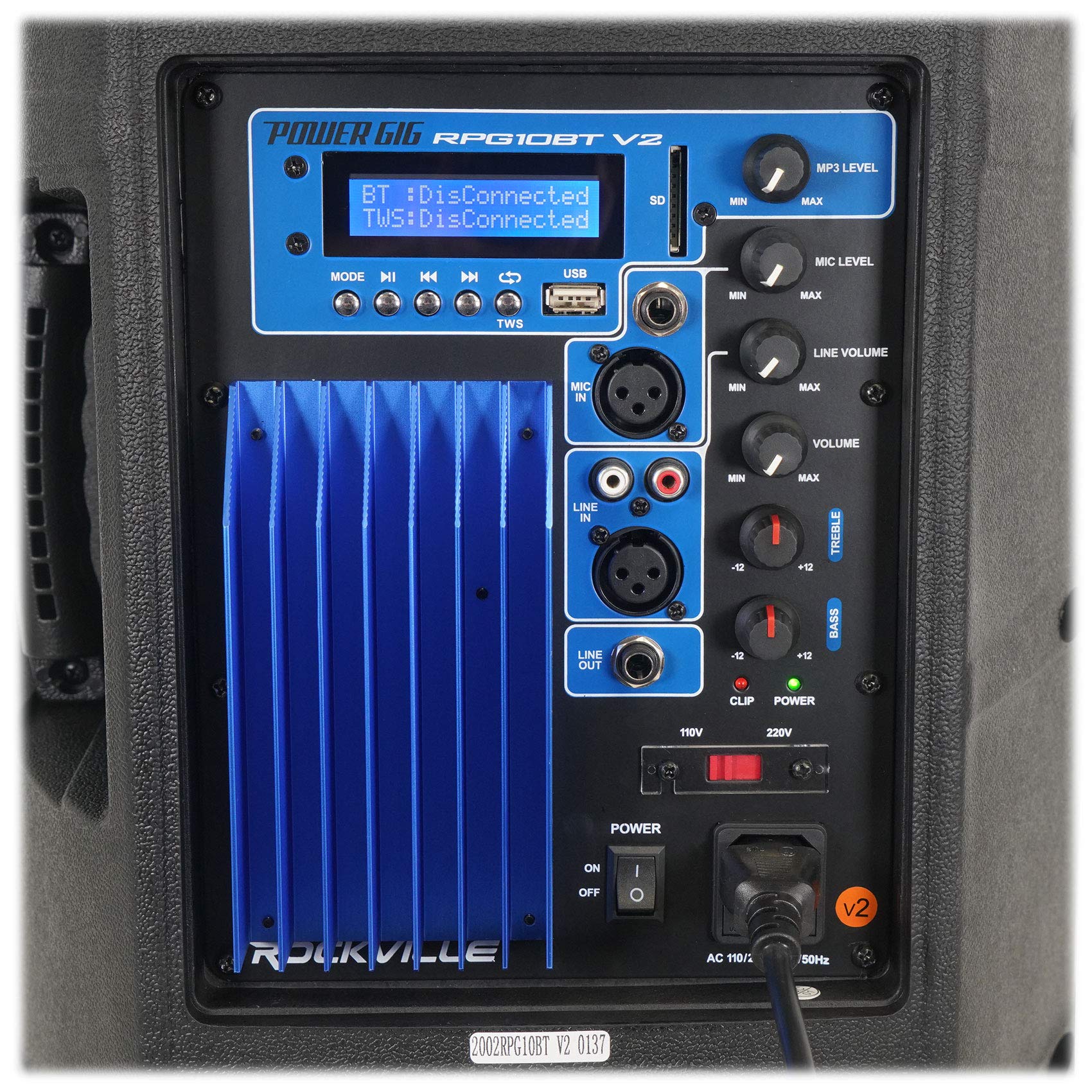 Rockville RPG10BT V2 10″ Powered Bluetooth DJ PA Speaker with TWS