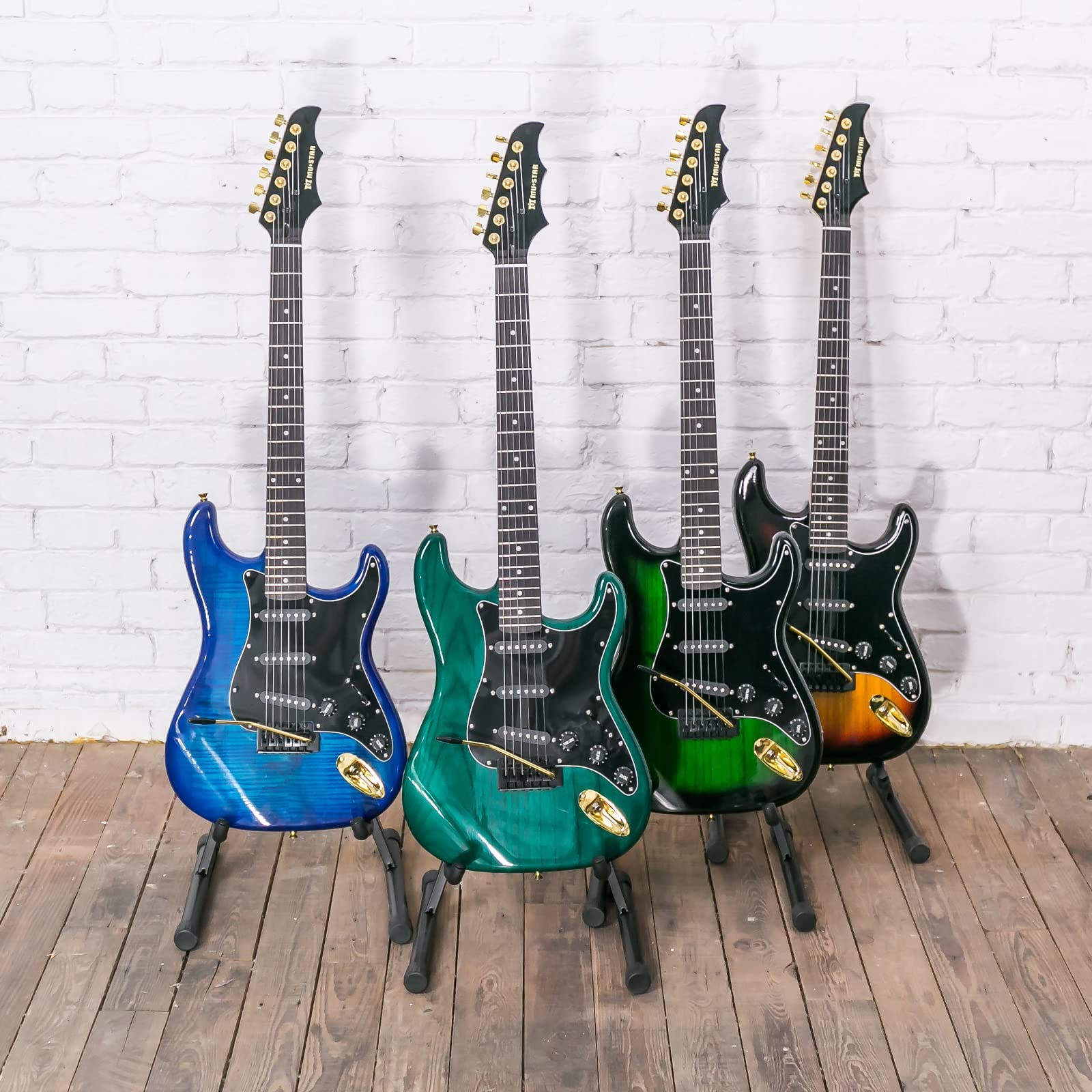 MUSTAR Electric Guitar Kit, 39 Inch Full Size Solid Wood Electric Guitar Beginner Kits with 25W Amplifier, Gig Bag, Digital Tuner, Capo, Strap, Cable and Picks, Blue