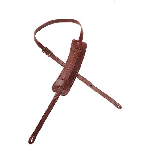 Levy’s Leathers Classic 50’S Style Veg-Tan Guitar Strap with Sliding Shoulder Pad and Buckle Adjustment, Burgundy (M25-BRG)