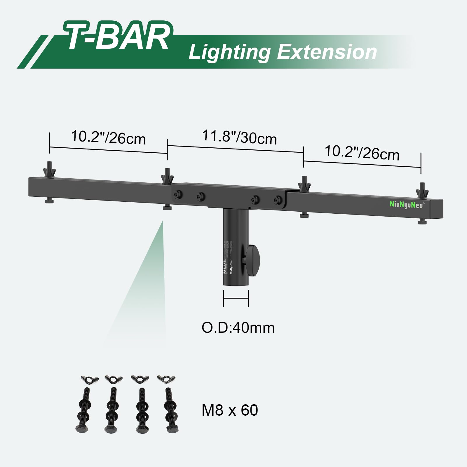 NiuNyuNeu DJ Light T-Bar Extension Cross Bar Mount for Tripod Stand, 2-Pack