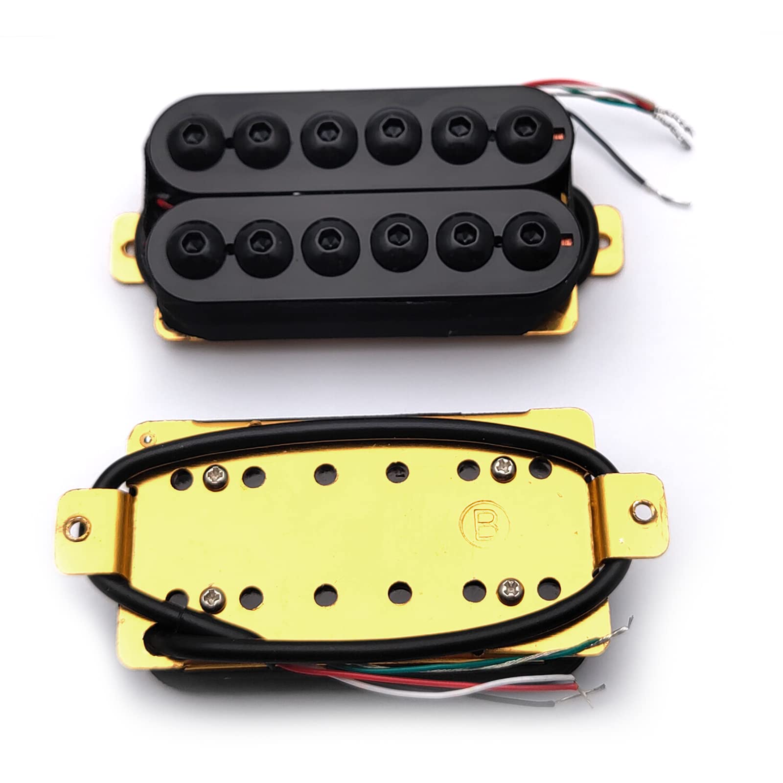 SAPHUE Adjustable Metal Double Coil Electric Guitar Pickups Humbucker Punk Neck/Bridge Pickup (Black)