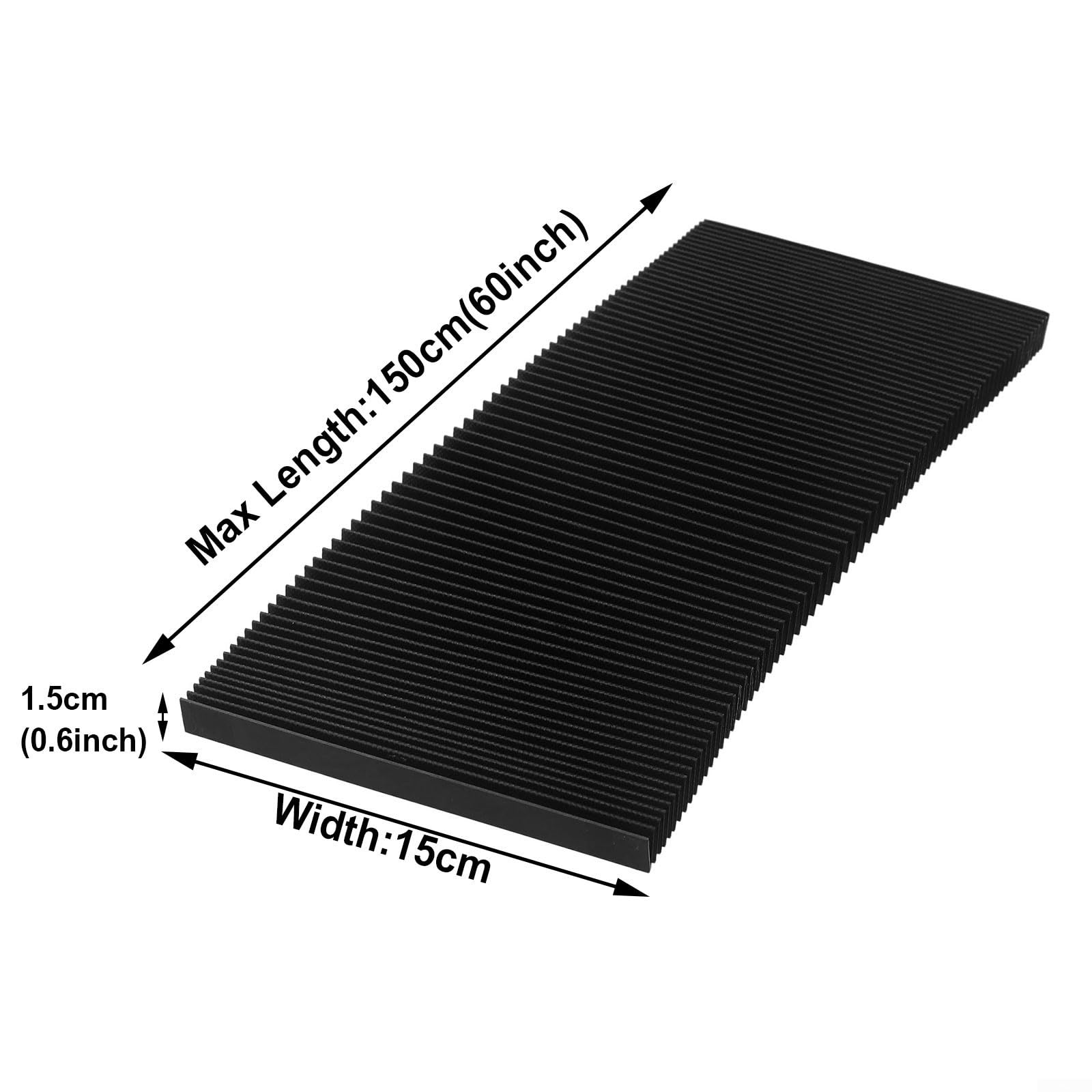 CNC Machine Accordion Cover, Accordion Way Cover Protective, Rubber Flexible Cover Milling Machine 3-proof Cloth Protective, Flat Bellows Cover, L 1500MM* H 15mm (Width 150mm)