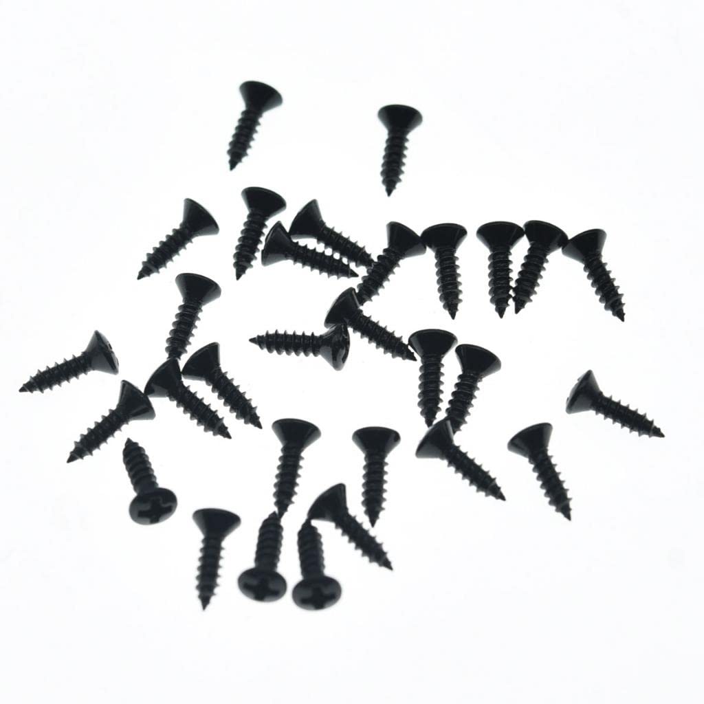 KAISH 30pcs Premium Stainless Steel #3 x 3/8″ Guitar Bass Pickguard Screws Back Plate Screw Switch Plate Screws for USA Les Paul/SG Black