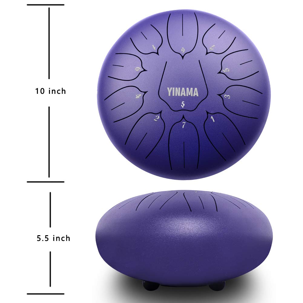 Yinama Steel Tongue Drum Percussion Instrument 11 Notes 10 inches