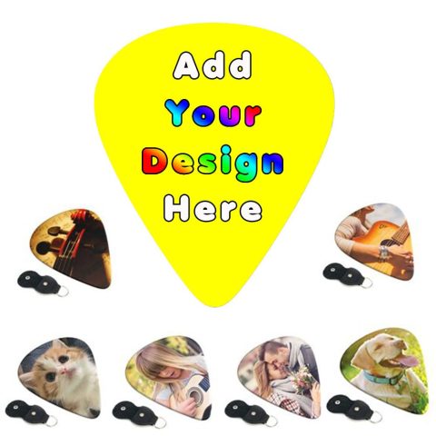PLKIUYT 6-Pack Customized Guitar Picks Personalized Guitar Accessories Two Sides Printing with Your Name Text Picture Guitar Pick for Men and Women, Yellow, 0.71mm