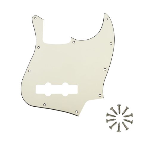 Phrilam 10-Hole Jazz Bass Pickguard for Fender 4 String Bass, Ivory 3Ply
