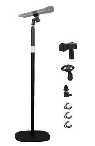 Hocoder Mic Stand Floor Microphone Stand with Heavy Weighted Base, Adjustable Height from 18″ to 63″, Singing Stand with Mic Holder, Cable Clips
