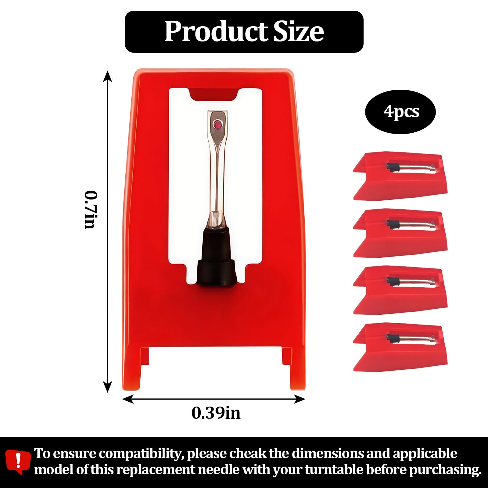 Record Player Needle,4 PCS Turntable Record Player Needles Replacement Compatible with Crosley, Victrola & More Turntable,Phonograph Cartridge Needle