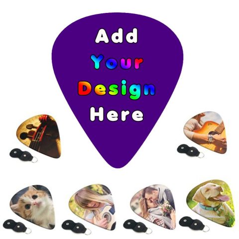 PLKIUYT Custom Guitar Picks 6 Packs Personalized Guitar Pick Double Sided Printing Design Your Own Images Logo Text for Friends Families Birthday Gifts, Indigo, 0.46mm