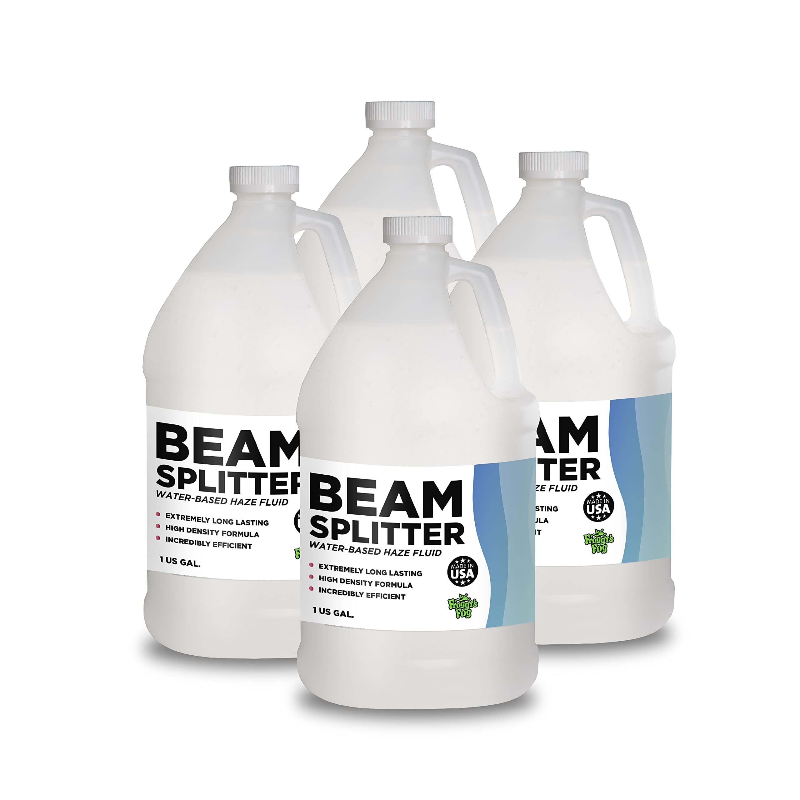 Froggy’s Fog Beam Splitter Professional Haze Fluid for Hurricane Haze 1, 2 and 4, and Other Haze Machines, Water-Based Hazer Fluid, 4 Gallon Case