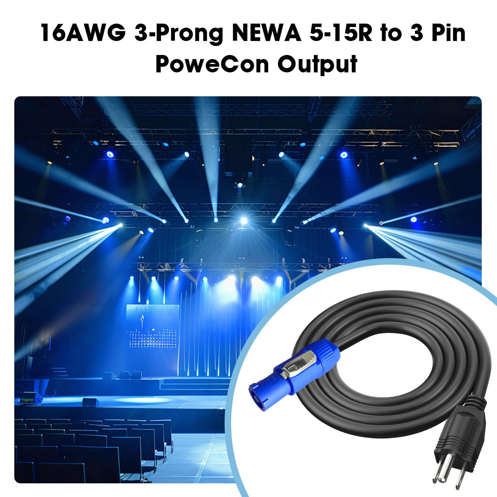 YQMRCZRF 3-Prong NEMA 5-15P to PowerCon AC Power Cable 20A-3FT