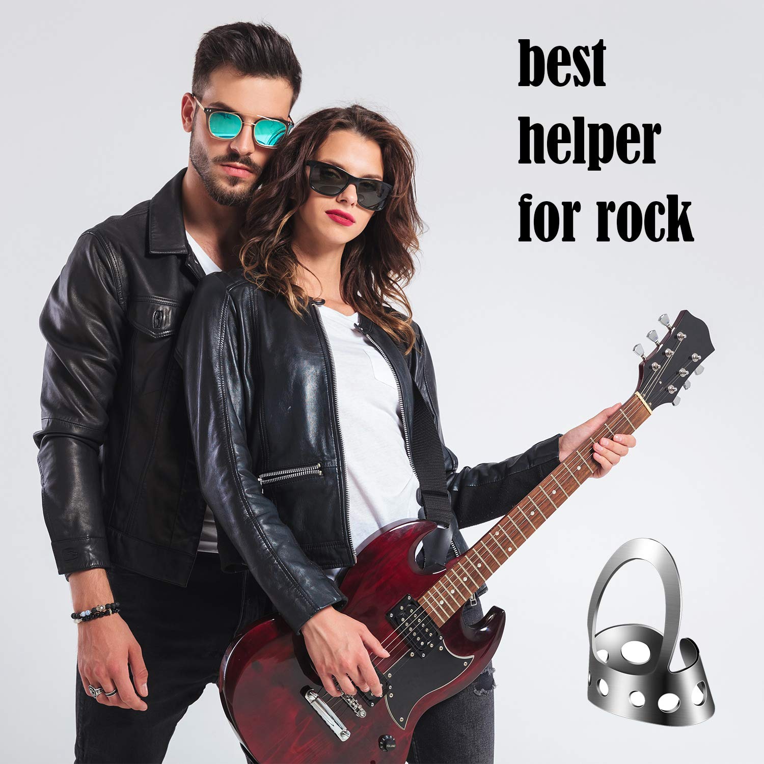 Shappy 12 Pcs Stainless Steel Metal Finger Picks, Open Design Including Finger Thumb Picks, Adjustable for Guitar, Bass, Banjo, Large and Medium Sizes, Silver