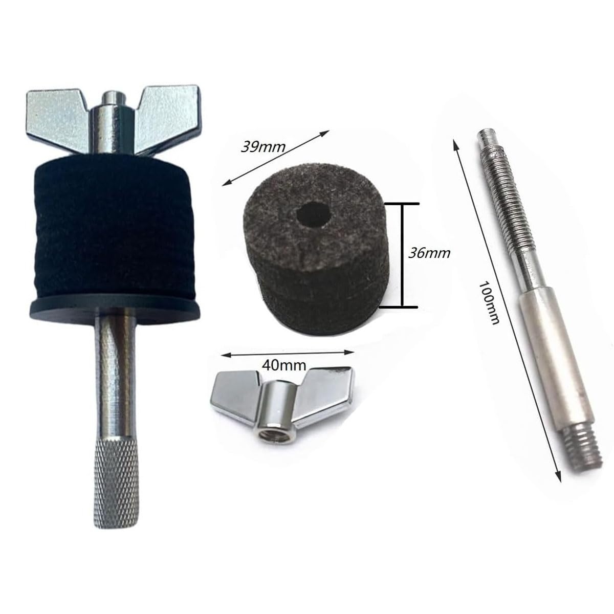 TUOREN 2Pcs Cymbal Stacker, 4 inch Cymbal Stacker Mount 8mm Thread Cymbal Stacker Attachment Percussion Instrument Accessories Wing Nut Black