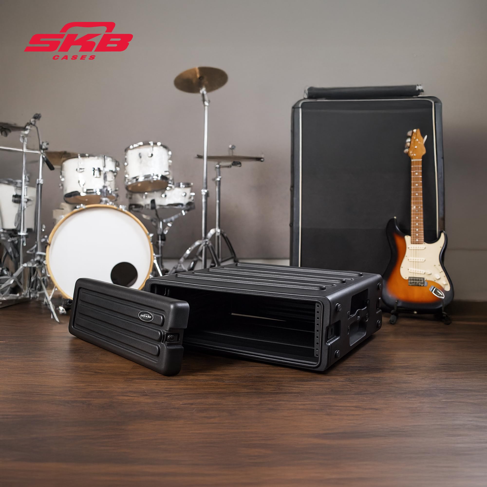 SKB 3U Roto Rack Case – Durable Polyethylene Gear Protector, Stackable, Waterproof with Twist Latches & Rubber Feet for Musicians, Black