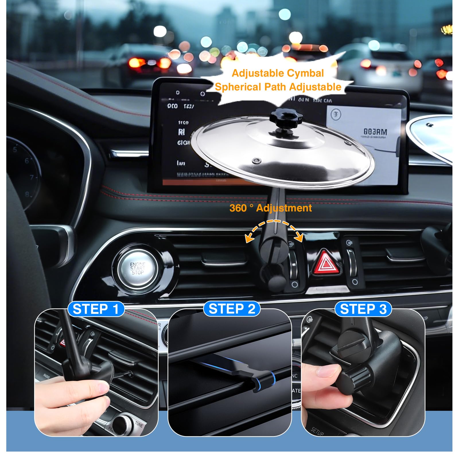 2PCS Car Crash Cymbal, Fun Dashboard Accessory for Drummers & Music Lovers