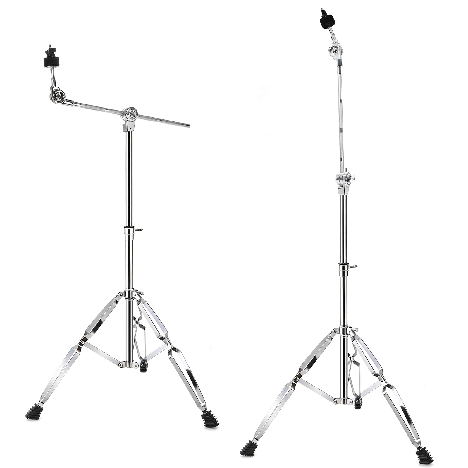 Youeon Cymbal Boom Stand Adjustable Height 30″-58″, Double Braced Tripod Cymbal Straight Stand with Non-slip Rubber Feet for Mounting Crash, Ride, Splash Cymbals
