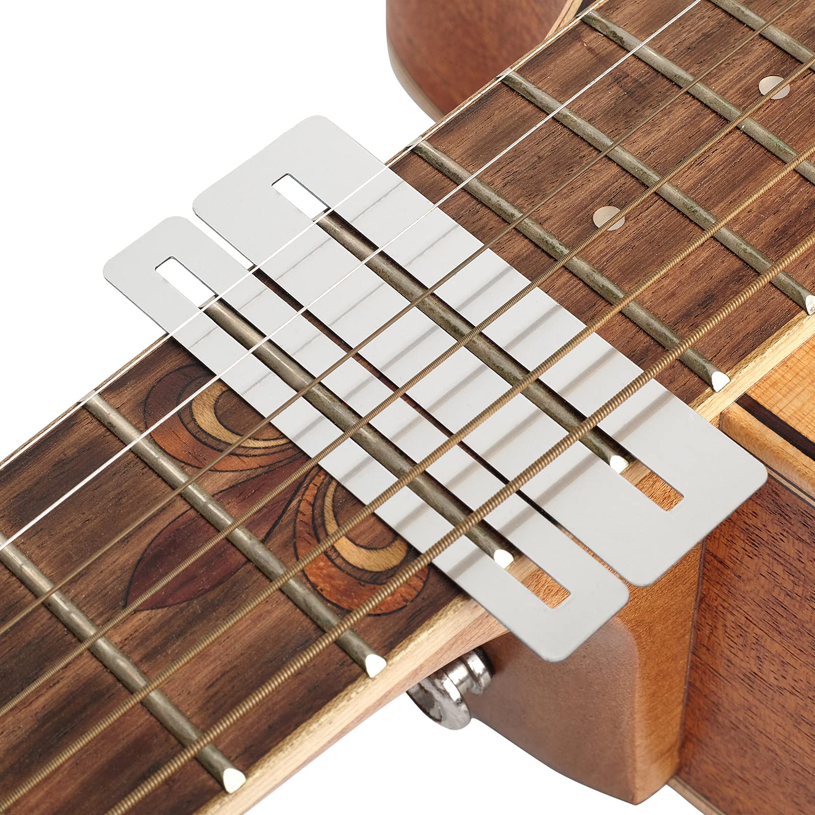 Guitar Luthier Tool Kit Including Fret Crowning File, Fret Leveler Sanding Beam, Fret Rocker, String Spreaders, Fingerboard Guards, and Replacement Sanding Papers for Guitar Bass Fret Leveling Kit