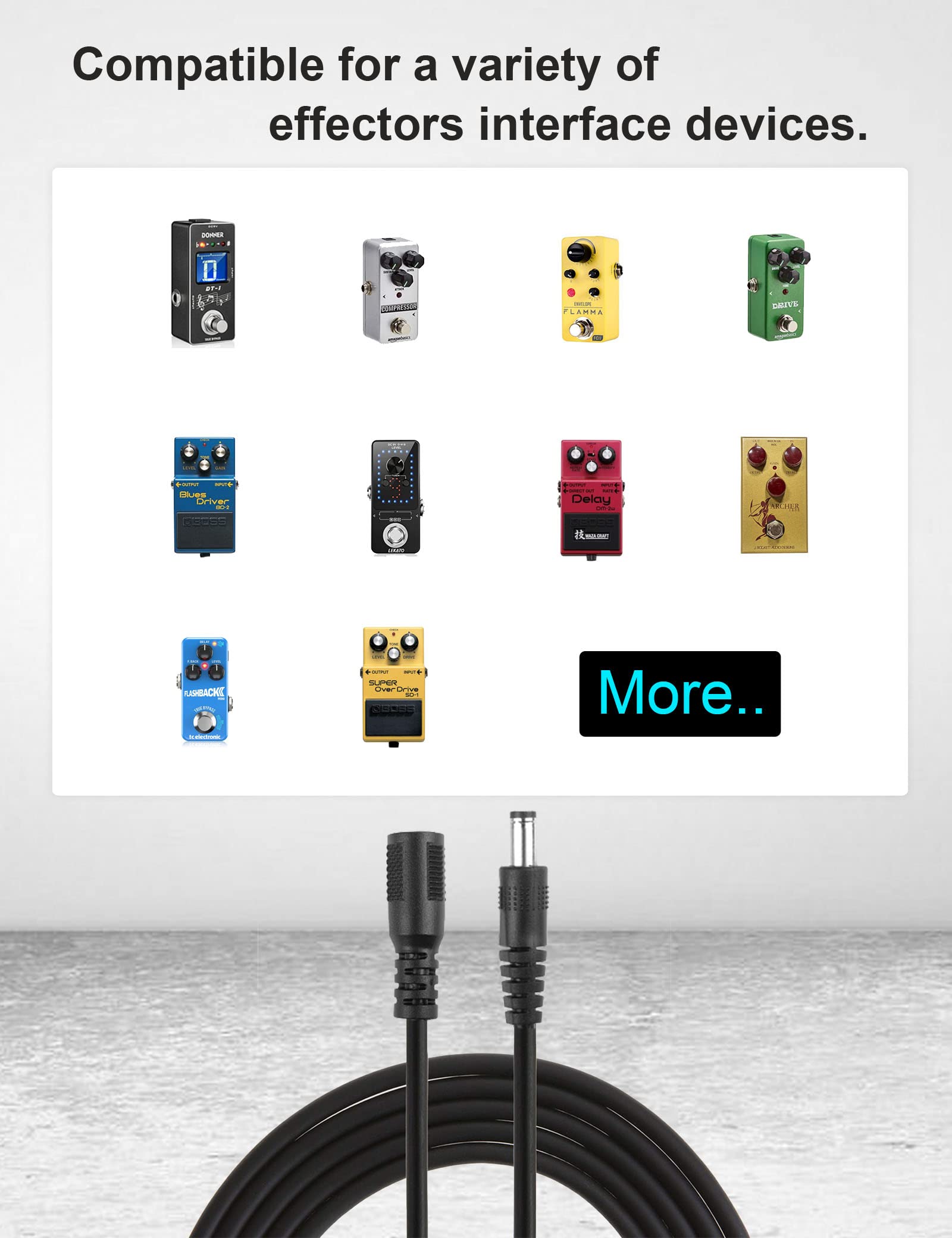 Mr.Power 39.4in Guitar Effect Pedal Power DC Extension Cable Male to Female