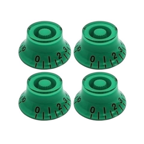 FLEOR 4pcs LP Guitar Top Hat Knobs Green 18 Splines Bell Knob for LP SG Electric Guitar