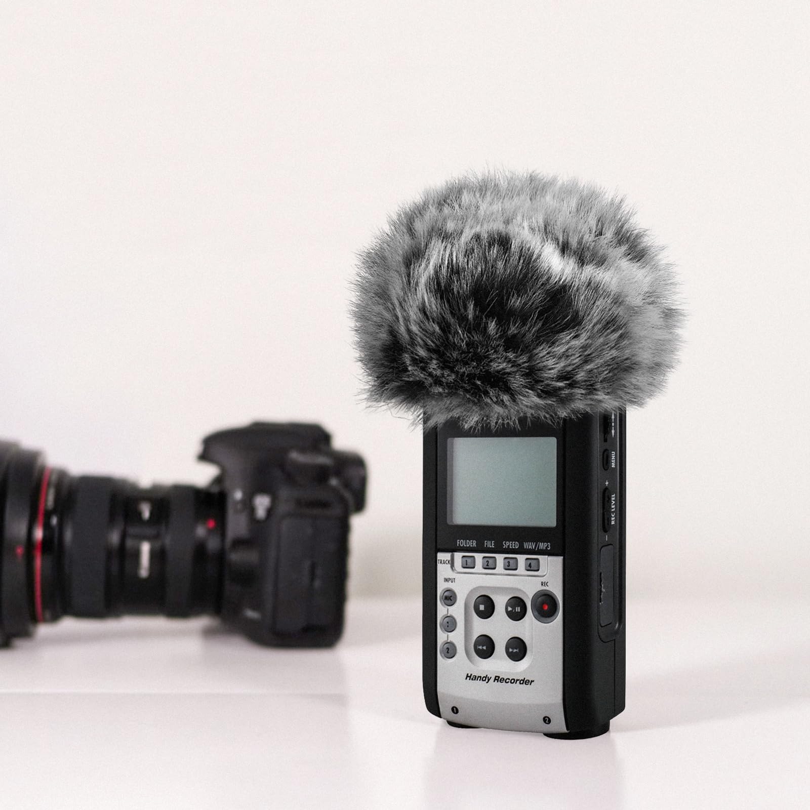 Geekria for Creators Furry Windscreen Compatible with Zoom H2n, H4n, H4n Pro Handy Recorder, Mic DeadCat Wind Cover Muff, Fluff Cover Windshield, Portable Digital Recorder (Grey / 2 Pack)