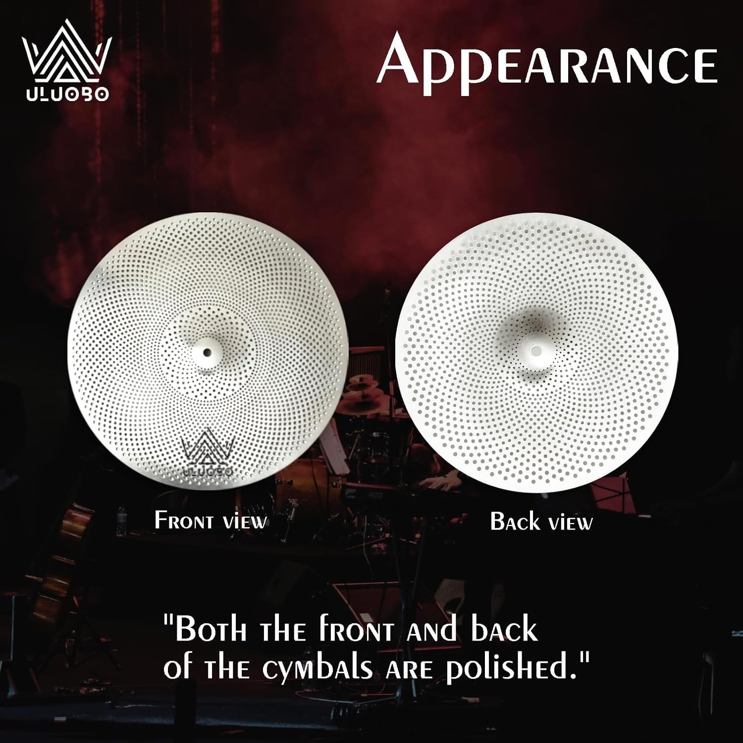 ULUOBO 13 inches Hi Hat Cymbals Pair, Low Volume Quiet Silent High Hat Cymbal Set for Practice (2 Piece,Silver)