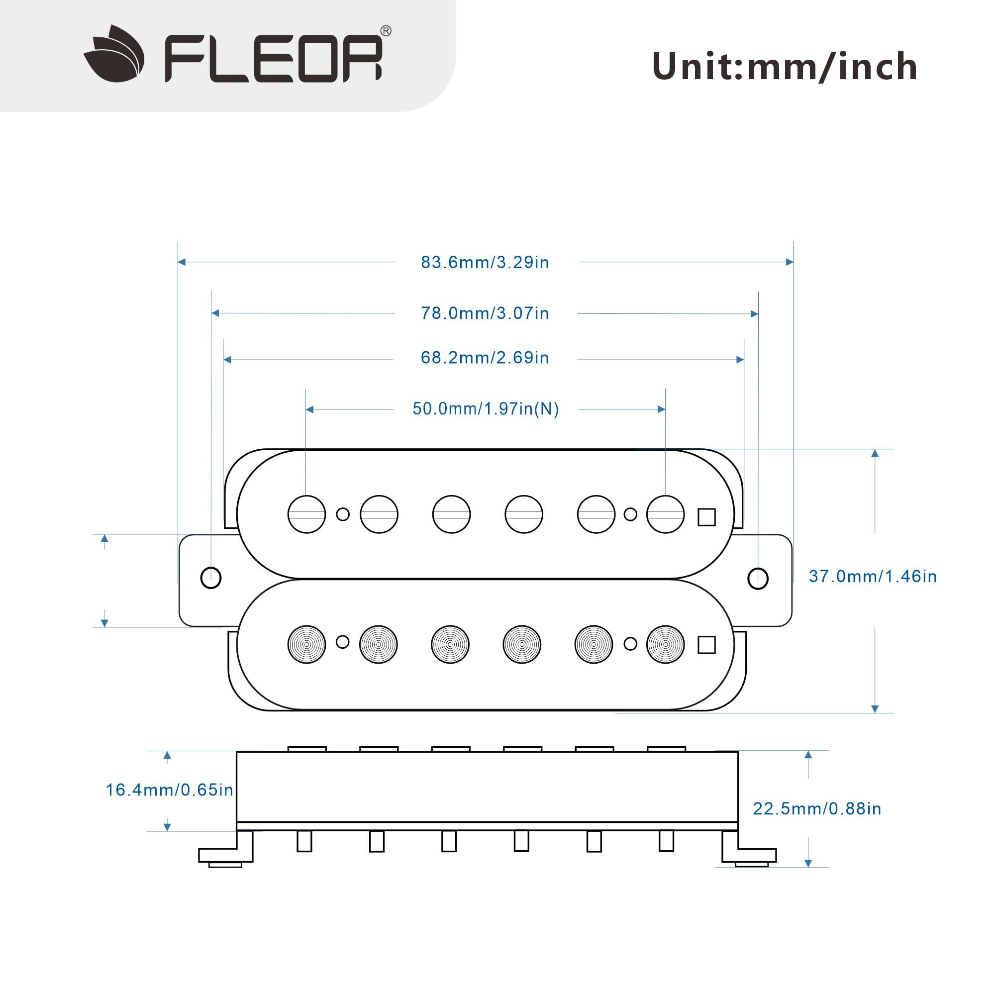 FLEOR Electric Guitar Pickup Double Coil Humbucker Pickups 50mm Ceramic Neck Pickup-White