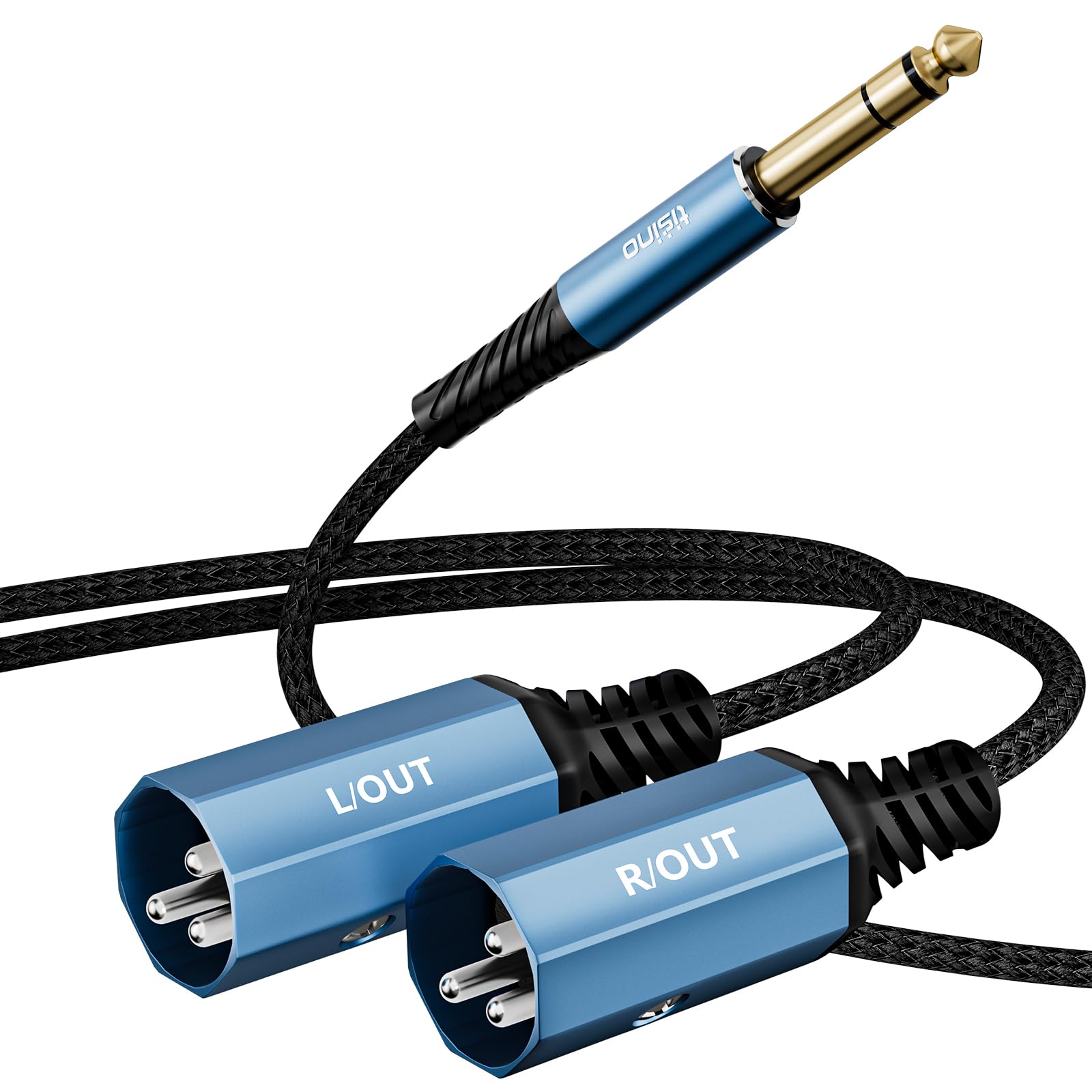 Tisino 1/4″ TRS to Dual XLR Male Stereo Y-Splitter Breakout Cable, 3.3FT