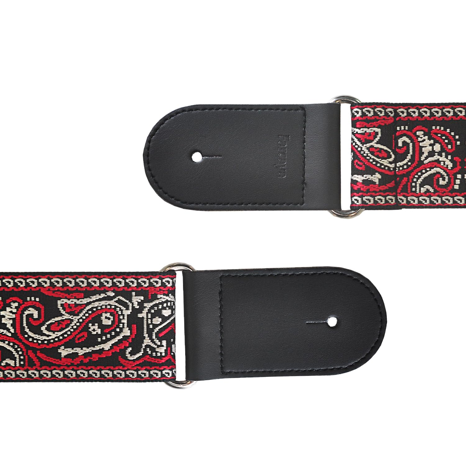 Farcaya Guitar Strap Jacquard Weave Embroider Adjustable Shoulder Strap with 2Strap Lock Button 3Picks Headstock Strap Tie (RED and Grey)