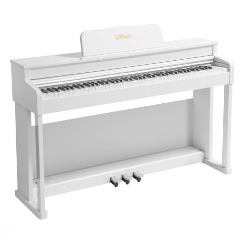 ZHRUNS Digital Piano, 88 Key Full Weighted Keyboard Piano, Professional Acoustic Heavy Hammer Piano Keyboard, with Sheet Music Stand, Triple Pedal, Power Adapter, Supports USB-MIDI Connecting, White