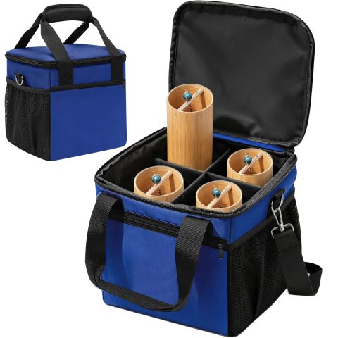 CSOKRE Universal Chimes Carrying Case,Holds 4 Chimes[Thick Padding Protection/Adjustable Shoulder Strap] Portable Wind Chimes Storage Bag, For Sound Healing & Meditation kit Travel Transport,Blue