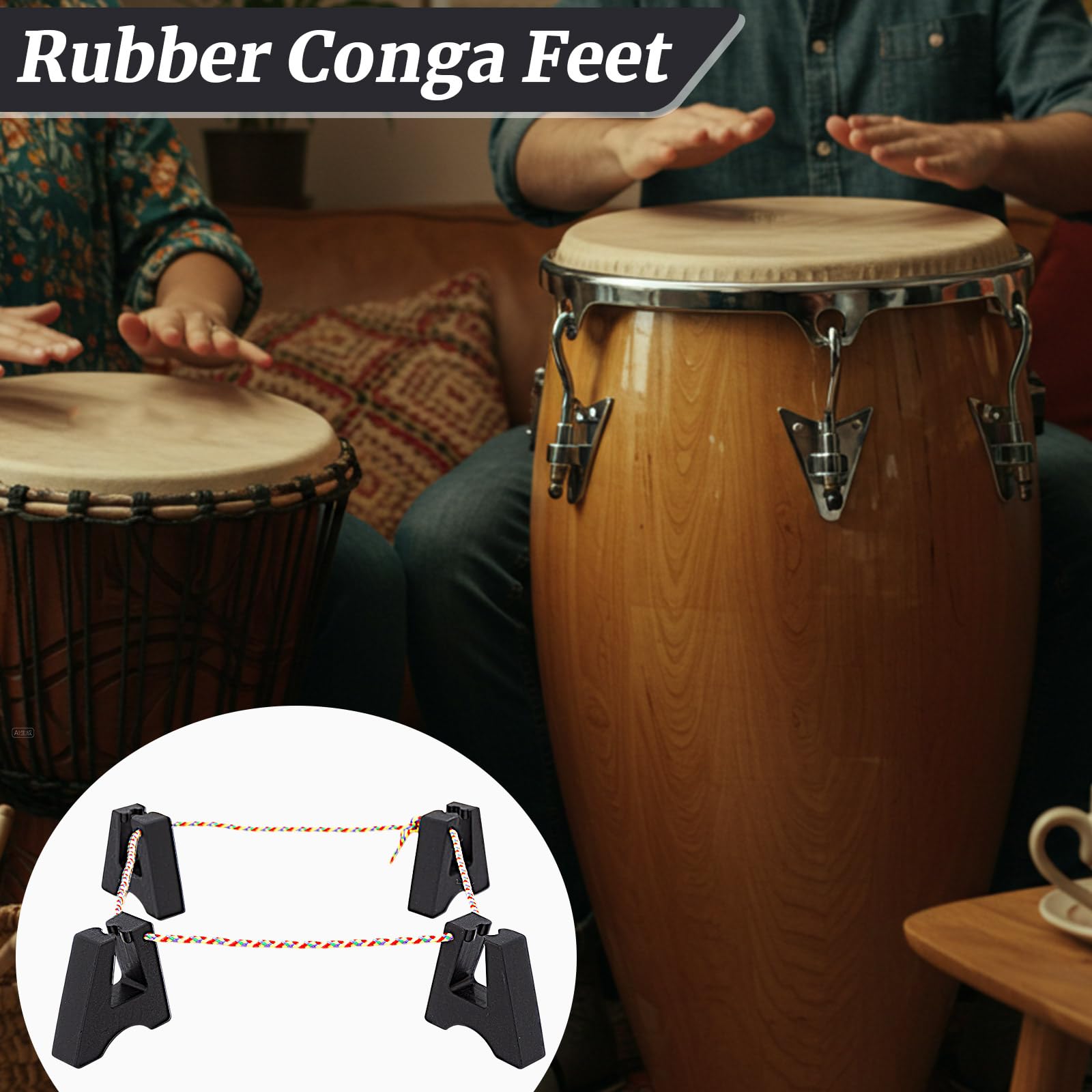 Boao 1 Set Rubber Conga Stand Drum Feet Risers for Conga Accessories