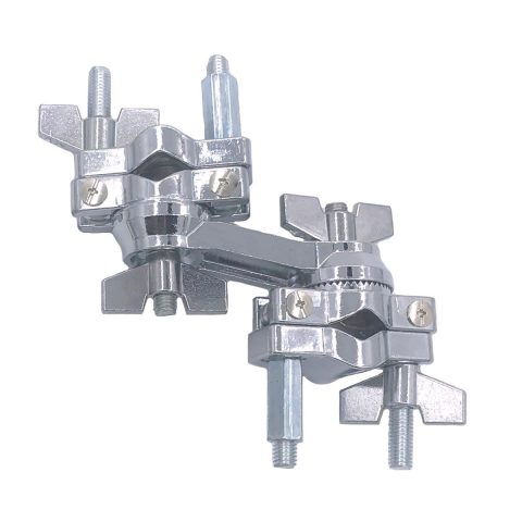 TUOREN Dual Drum Clamp 360° Rotating Multi Clamp Metal Double Hole Drum Set Mounting Clamp for Cowbell Cymbal Holders Percussion Tom Mounting Arms Fit 3/8” to 5/8″ Rods