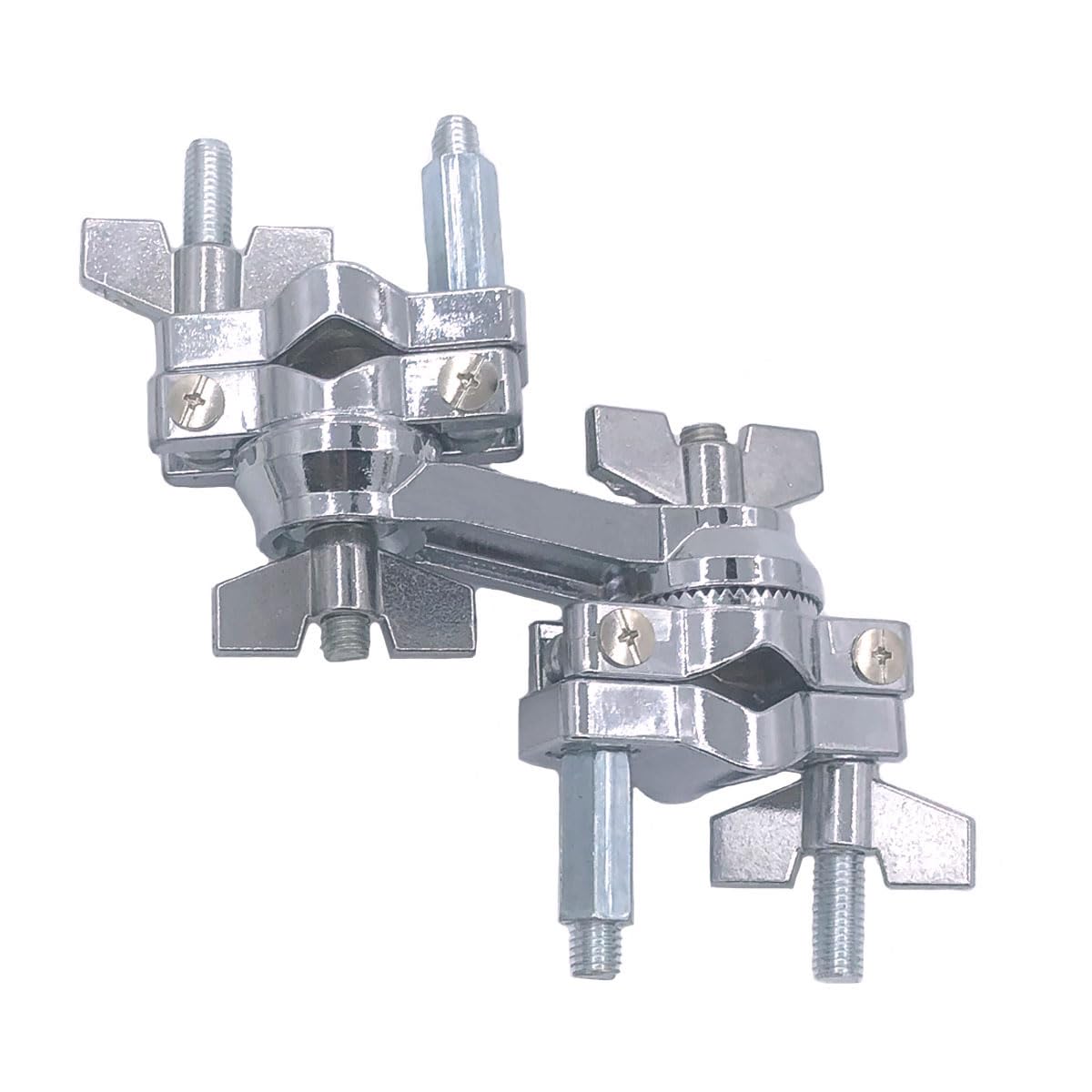 TUOREN Dual Drum Clamp 360° Rotating Multi Clamp Metal Double Hole Drum Set Mounting Clamp for Cowbell Cymbal Holders Percussion Tom Mounting Arms Fit 3/8” to 5/8″ Rods