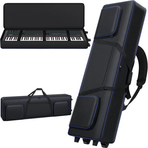 Aleemin 88 Key Keyboard Case Soft Padded with Wheels (52.75”x12.2”x7.1”)