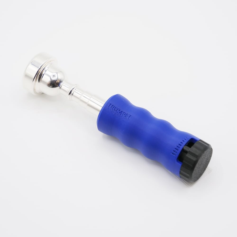 Trumpet Mouthpiece Buzzing Practice Tool – Anywhere Practice & Warm-up – One-Touch Adjustable Resistance – BRASS BUZZ TRAINER (Blue)