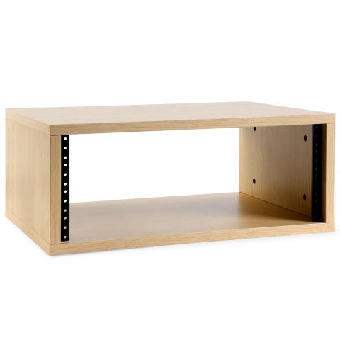 AcouZen Wooden Desktop Studio Rack, 19-Inch Rack-Mount Compatible, 373mm Usable Depth, Threaded Rails, Natural or Walnut, 2U-8U (Walnut Woodgrain, 4U)