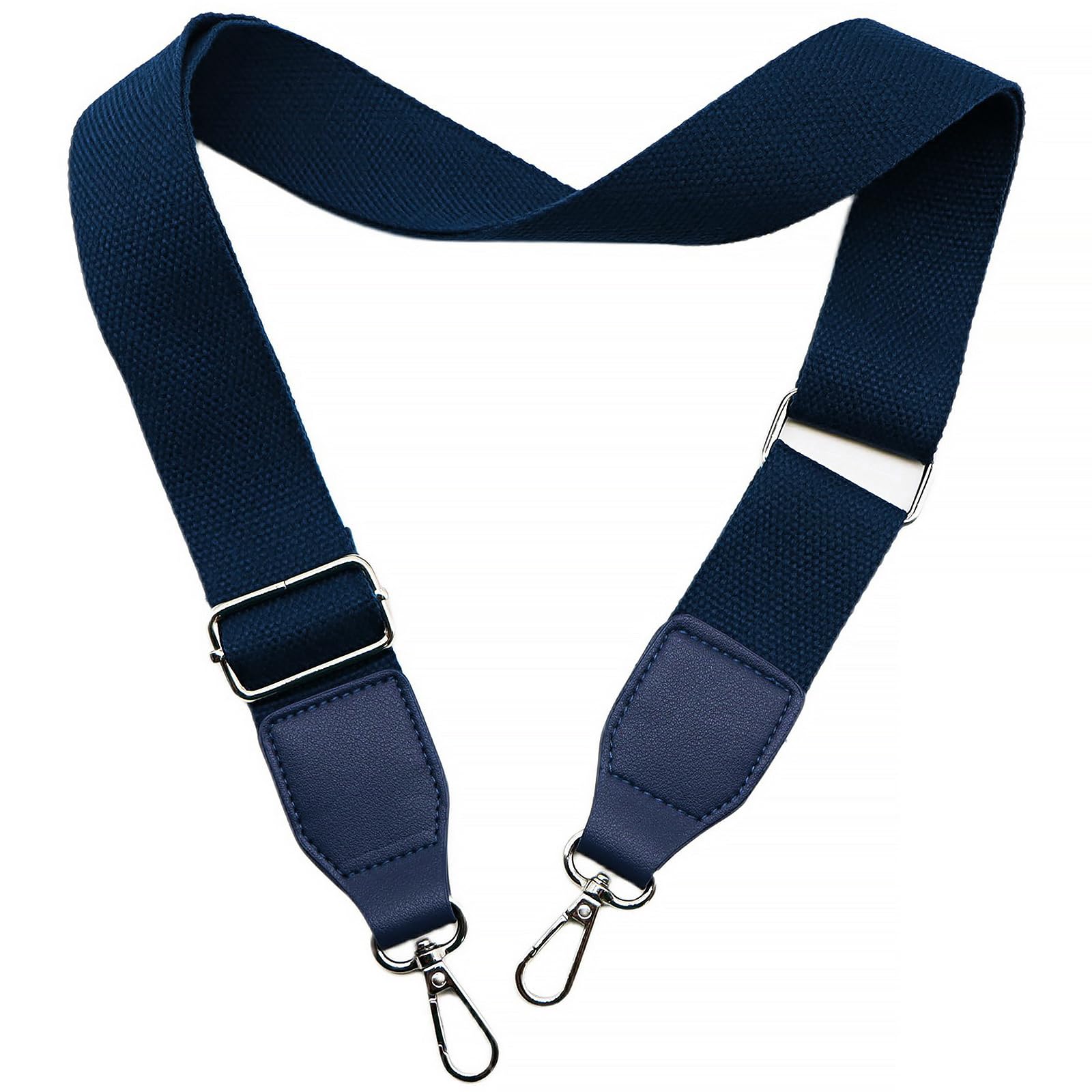 Adjustable Blue Purse Strap with Blue Leather End – 1.5″ Wide Handbags, Camera, Guitar, Phone & Crossbody Bag Replacement Shoulder Straps(Silver Hardware)