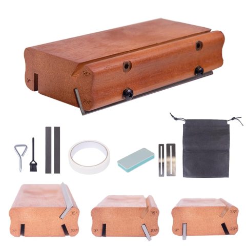 3/23/35 Degree Walnut Fret End Beveling File – 3-in-1 Guitar Fret Dressing, Crowning & Beveling Tool – Luthier Kit with Fret File, File Strips, Fret Guard Set & More for Guitar, Bass, Ukulele & Banjo