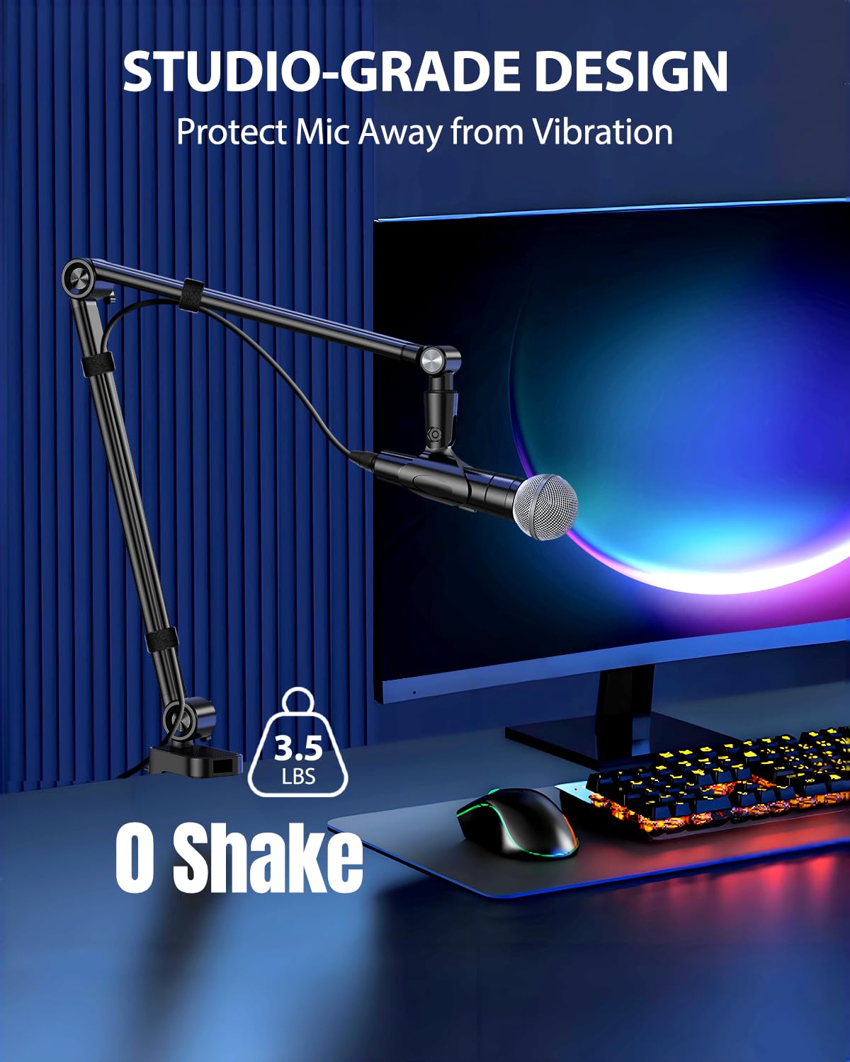UBeesize Microphone Boom Arm, Aluminum Alloy Mic Arm Stand