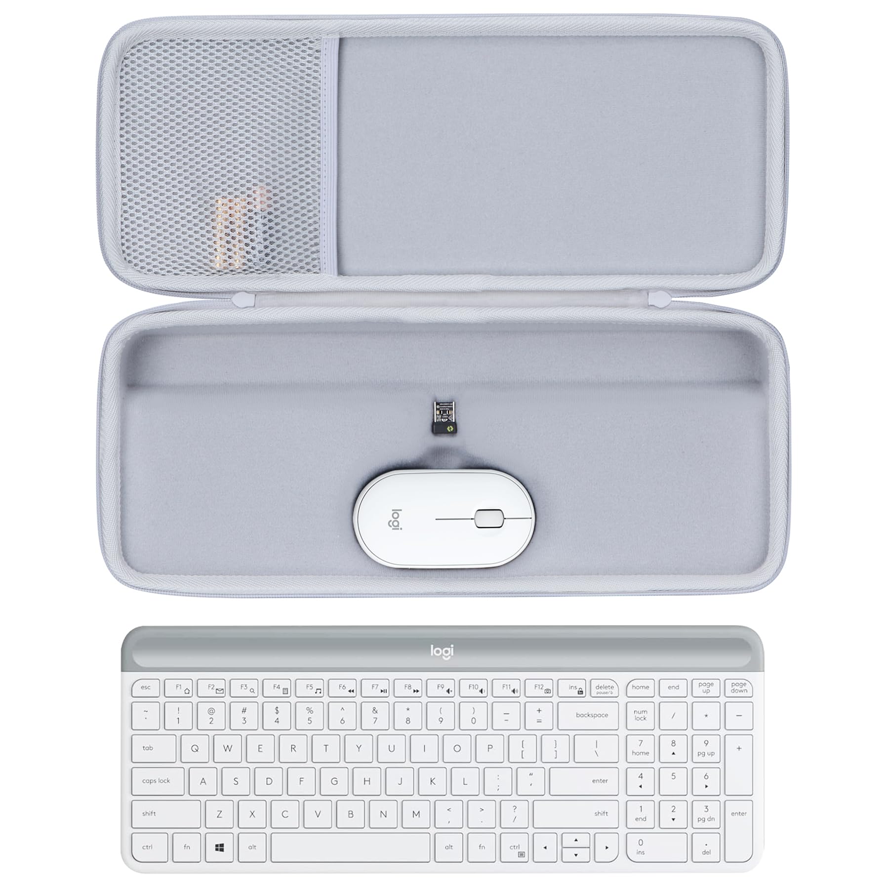 Lebakort Hard Case Compatible with Logitech MK470 Slim Keyboard and Mouse Combo (Off White Case Only)