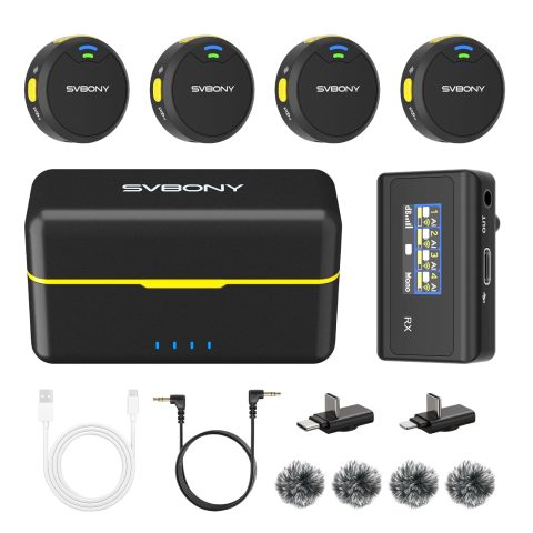 SVMic 5 4-Person Wireless Lavalier Microphones Systems with Charging Case
