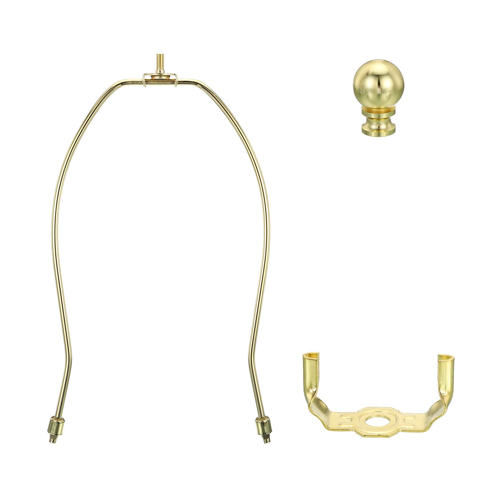 PATIKIL 10.5 Inch Lamp Harp Kit with Finial, 1 Set Detachable Shade Bracket Holder, DIY Lighting Accessories for Table Floor Lamps, Gold Tone