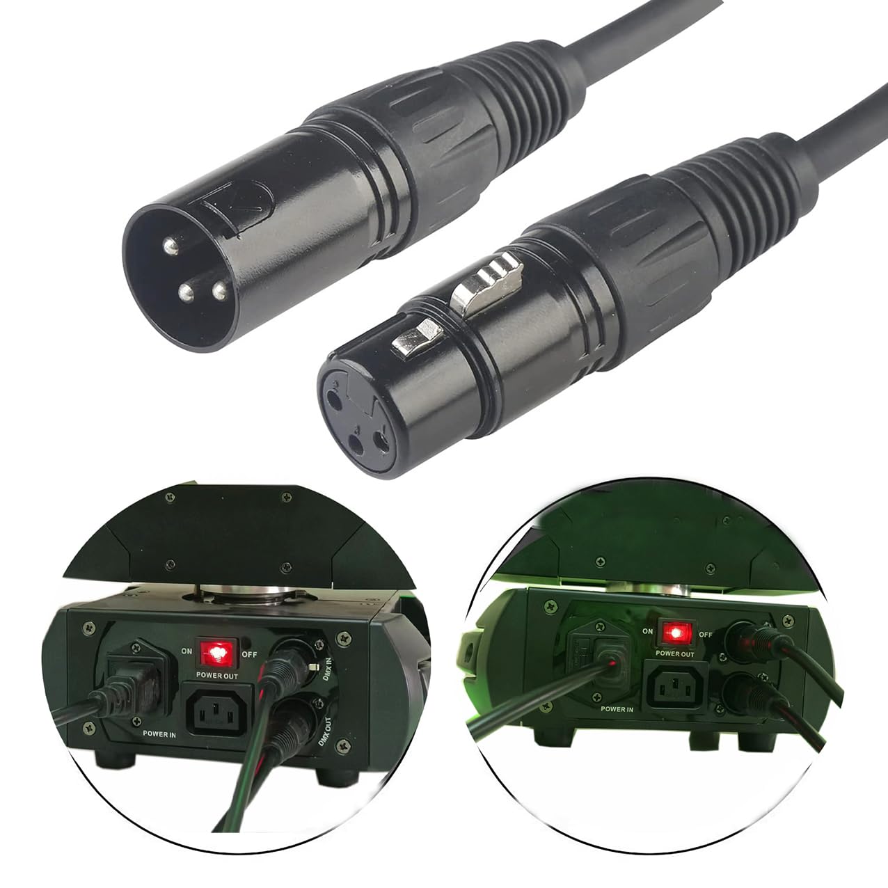 wonsung 4PCS 1m DMX Cables 512 XLR Cable 3.2ft 3 Pin True Male to Female for Microphone Stage Lights