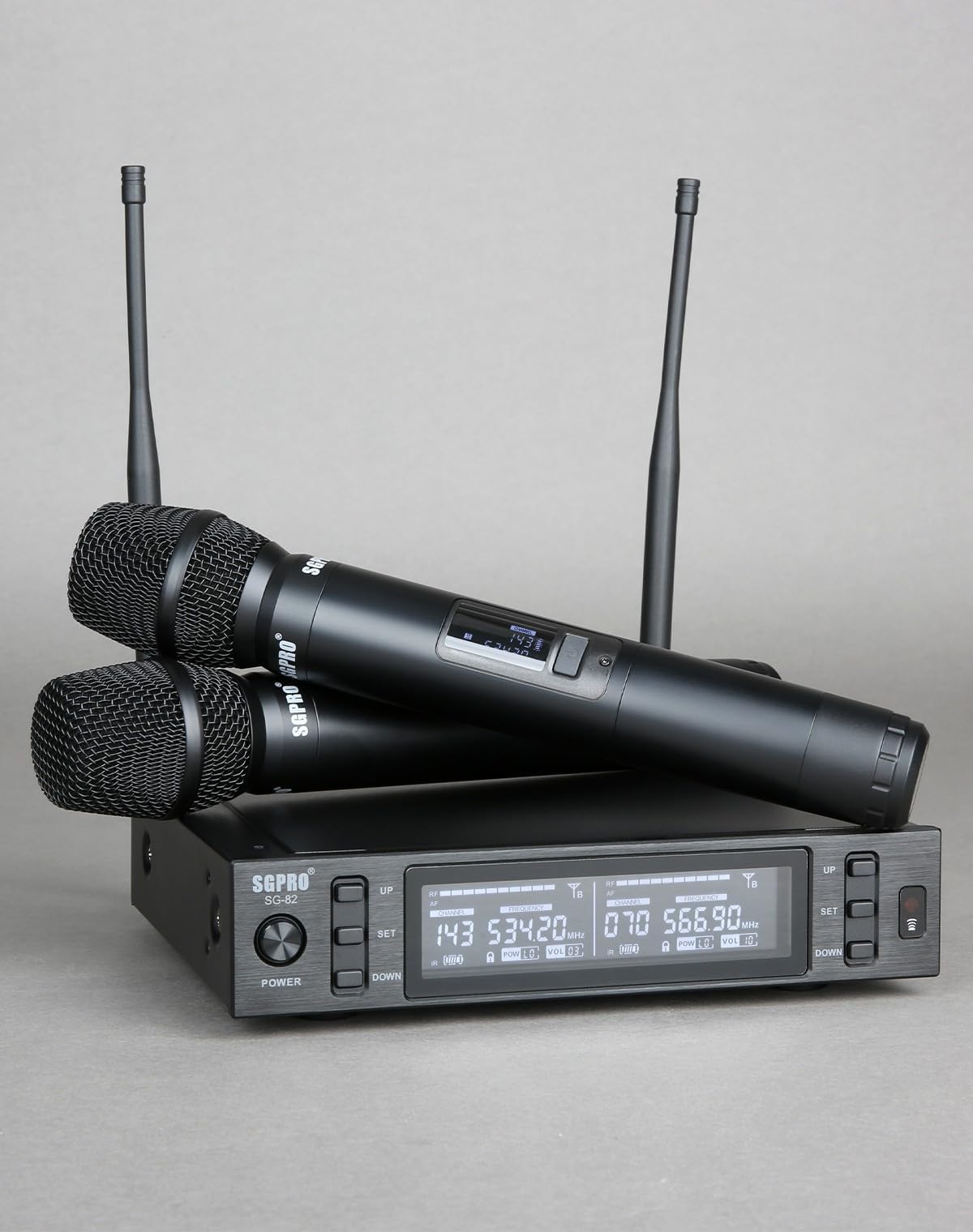 SGPRO SG-82HH Dual Handheld Wireless Microphone System, 520-590 MHz